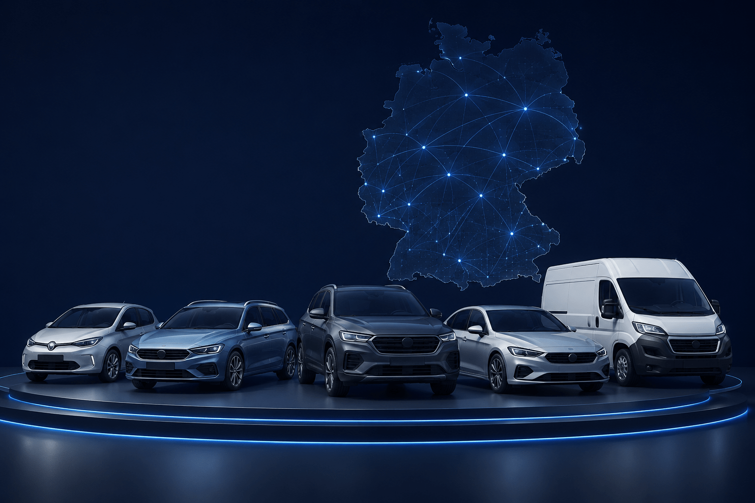 Illustration von Kleinwagen, Kombi, SUV, Limousine und Transporter